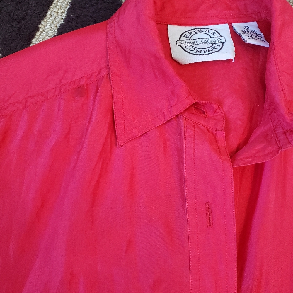 Red Silk Blouse - Picture 9 of 16